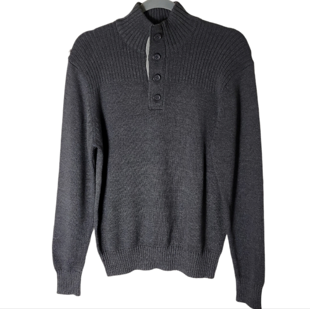 Michael Brandon button high neck gray men's sweater size medium